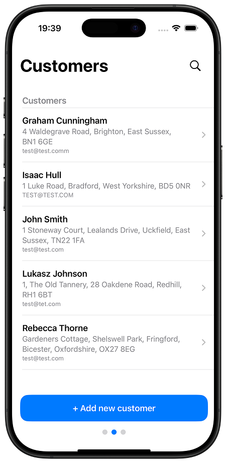 Tradei Customers Screen